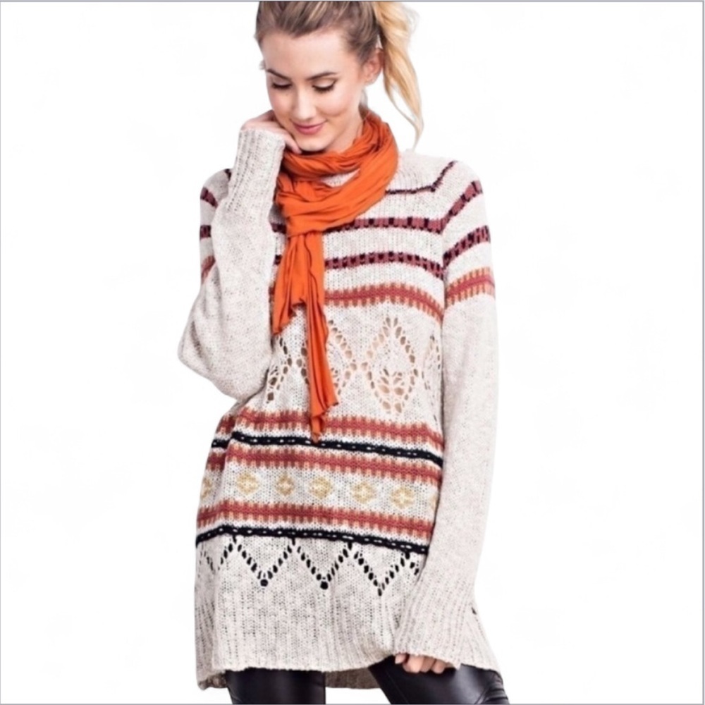 NWOT Pullover Knit Sweater Cream Maeve Easel Los Angeles Med Large